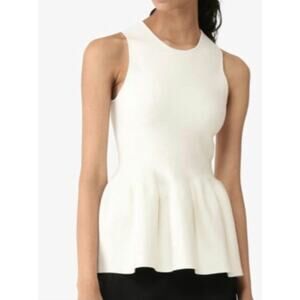 NWT THEORY Ivory Cheshire Shaped Peplum Shell Size XS $345